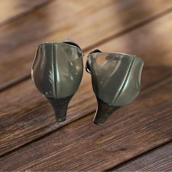 AGL Leather Olive Green Solid Dressy Office Heel Pumps EUR 40 US 10 - Picture 7 of 9